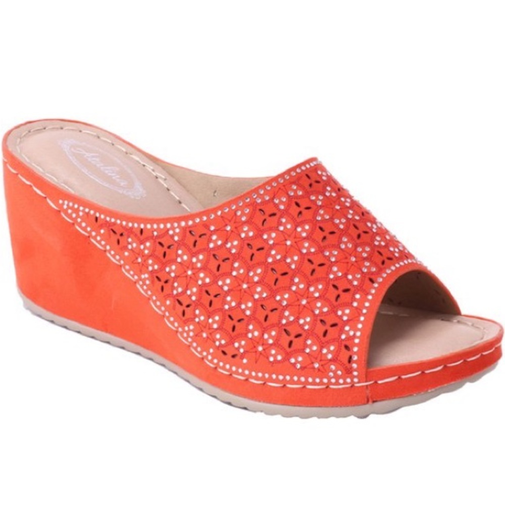 Italina Bright Fuchsia BarbieCore Slide In Wedge Heeled Comfort Mule - Picture 7 of 7